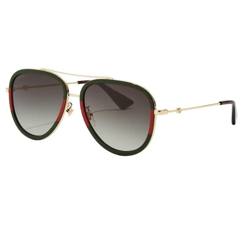 Gucci Web Aviator Sunglasses GG0062S Green Red Stripe